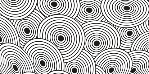 Fototapeta premium Vector seamless pattern. Modern stylish texture. Repeating creative trings. Hand-drawn careless rounded shapes. Monochrome creative print. Contemporary graphic design.