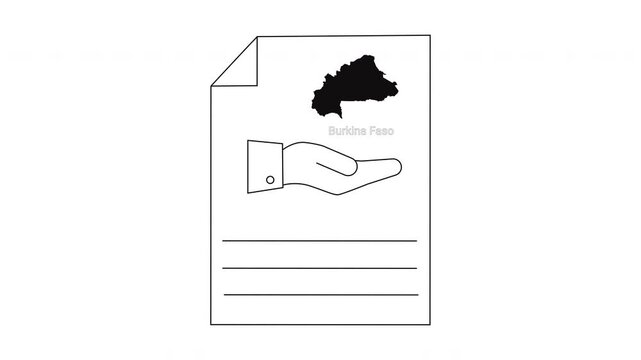 Burkina Faso Aid Document with Hand and Map Icon.