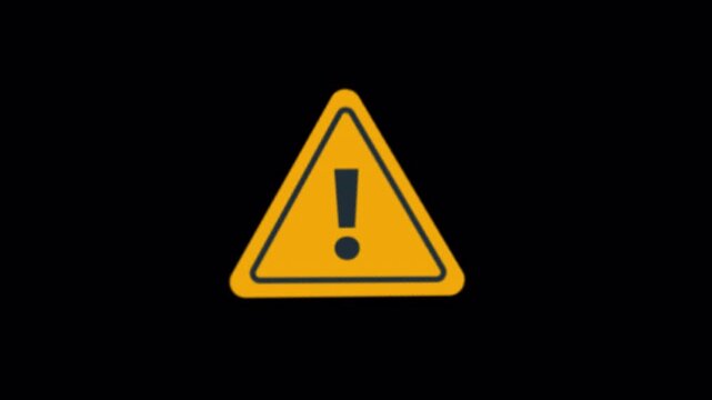 Yellow Warning Triangle Icon With Exclamation Mark Animation - Transparent