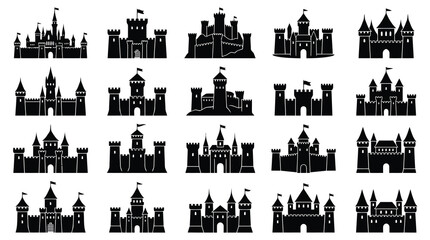 Obraz premium Black city skyline icons set