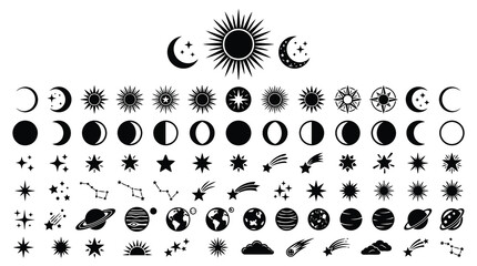Black moon and sun phases icon set © SanjidaSultana