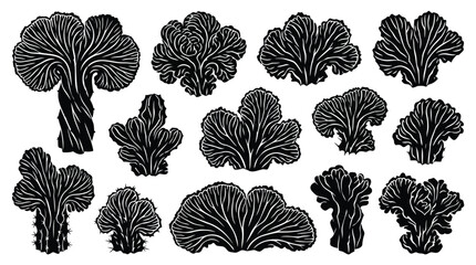 Black mushroom icons set © SanjidaSultana