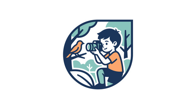 Boy looking through binoculars closely.