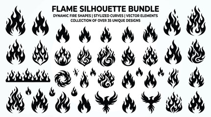 Obraz premium Flame silhouette bundle icons