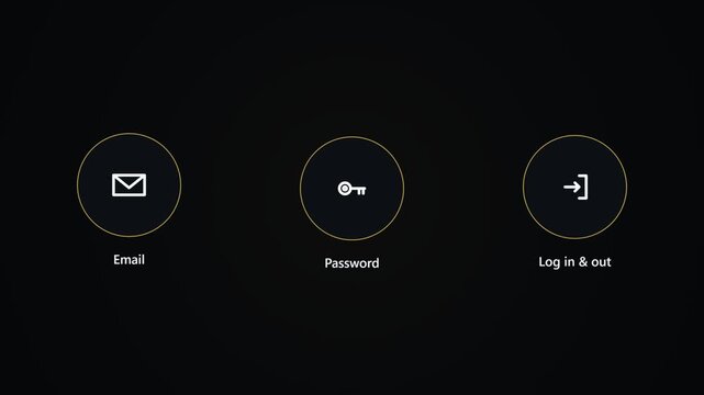 User account login interface icons for email password and sign in