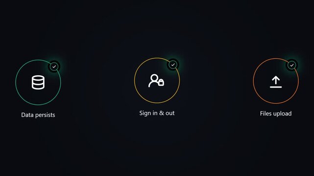 Data persistence user sign in and file upload digital interface icons