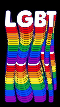 Animaci&oacute;n Vertical de Texto LGBT con Efecto Arco&iacute;ris Retro 3D - Gr&aacute;ficos en Movimiento para Redes Sociales
