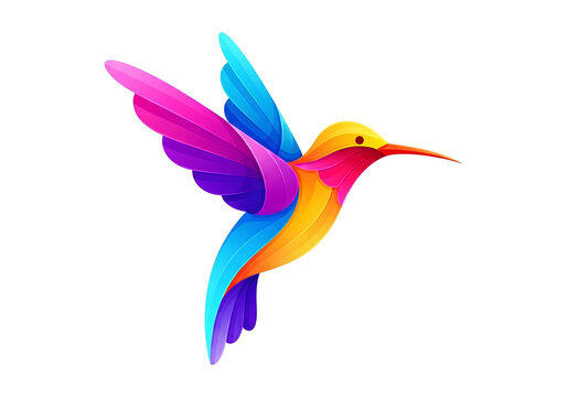 Video vibrant gradient hummingbird illustration, colorful stylized bird in flight, modern abstract wildlife art, digital vector graphic design