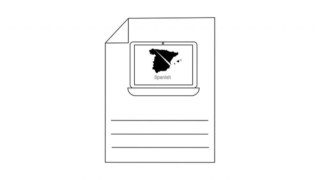 Digital Document with Spain Map on Laptop Screen.