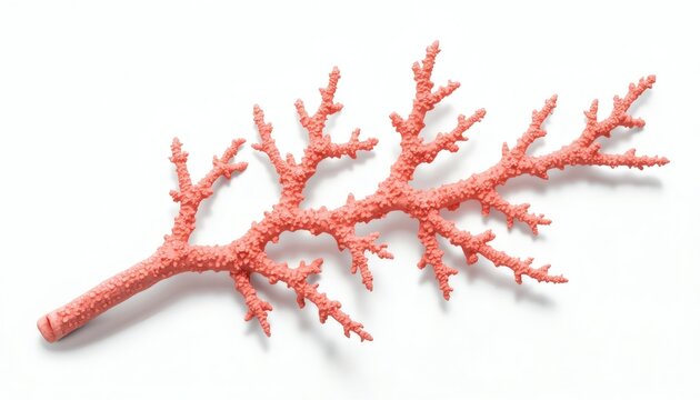 Pink decorative coral branch isolated on a white background.