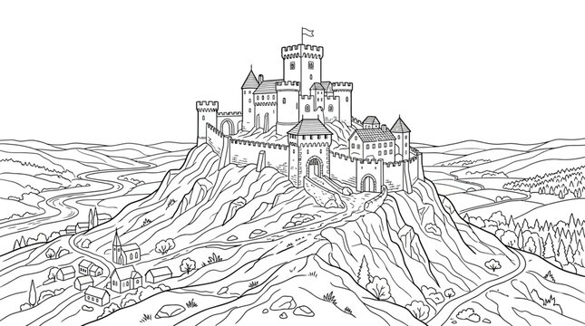 Medieval Castle on a Hilltop Fortress.