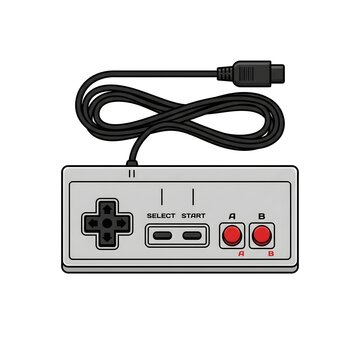 Retro classic video game controller vector illustration isolated on white background