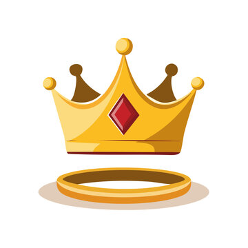 Golden Crown with Red Gemstone Vector Illustration