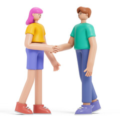 Fototapeta premium Two 3D women shake hands