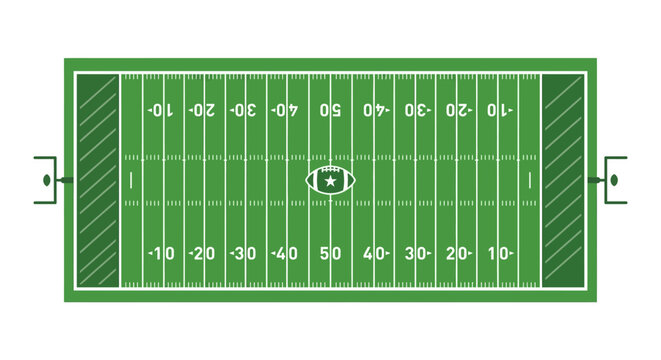 American Football Field Top View Stadium Grass Background Illustration