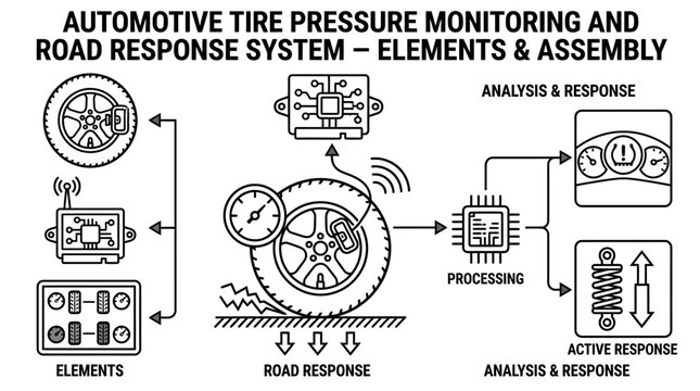 Tire pressure monitoring and road response system