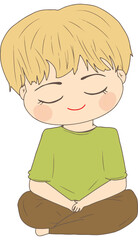 Peaceful Chibi Boy Meditating in Yoga Pose Illustration
