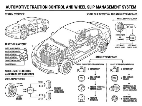Vehicle traction control and stability management system overview.