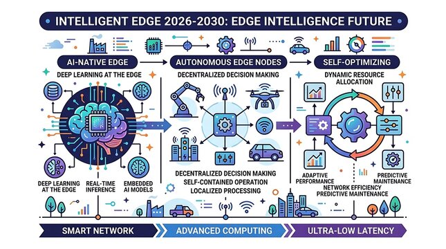 Future intelligent edge computing and autonomous network infographic