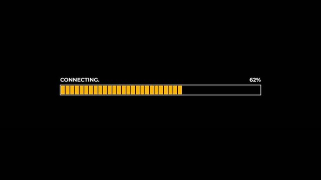 Cyberpunk software installation status bar with orange chevron percentage counter 4k video