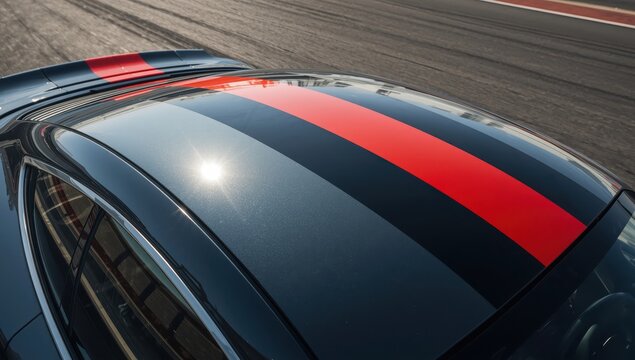 Car roof featuring racing stripes