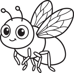 Fototapeta premium Cute cartoon bee flying vector line art coloring page for kids