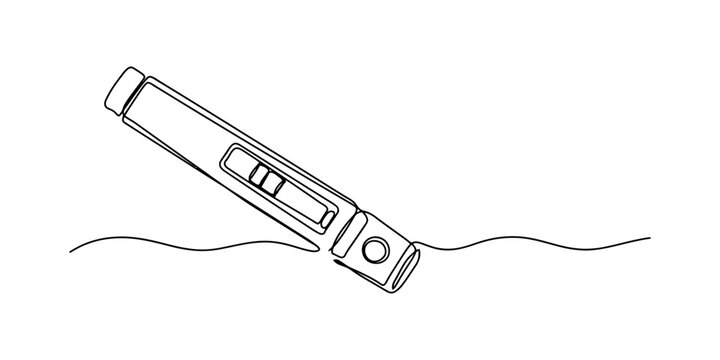 Continuous single line drawing of an insulin pen for diabetes treatment