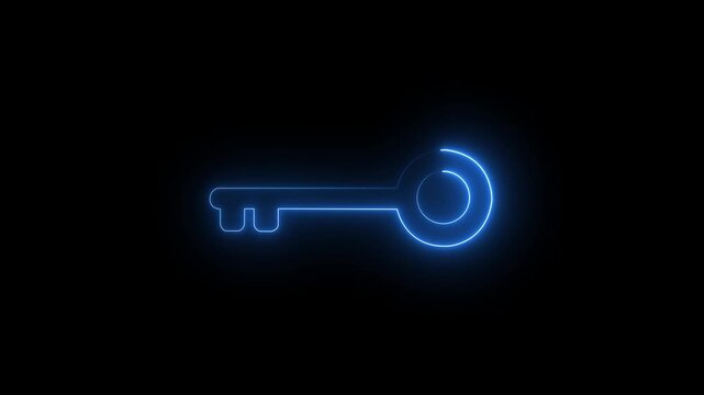 glowing neon color animation lock icon protection safety security privacy password circle closed animated sign symbol. on black background.