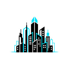 Obraz premium A minimalist graphic illustration of a modern city skyline silhouette