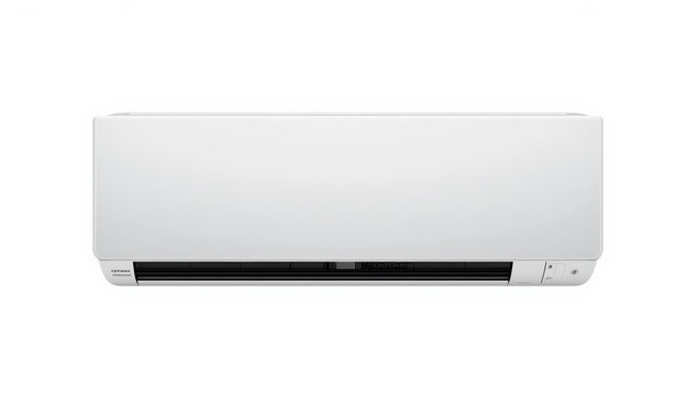 Isolated white air conditioner on a white backdrop with clipping path.