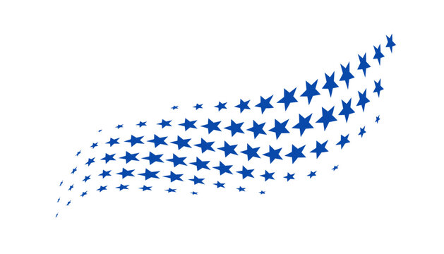 Abstract Stars Wave. Blue USA Flag Element. Vector American Symbol. Independence Day Starry Border.