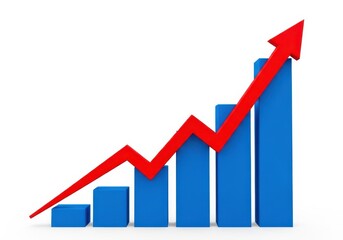 Obraz premium Growing business bar chart with upward trend line
