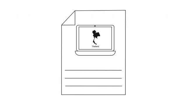 Simple Line Drawing of a Laptop Displaying a Silhouette of a Dancer.