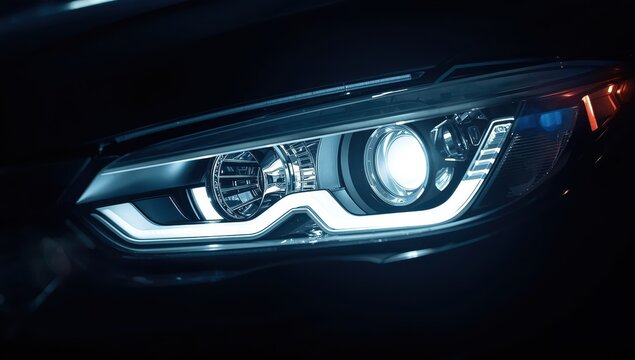 Modern technology LED bulb for car headlights, with shallow depth of field.