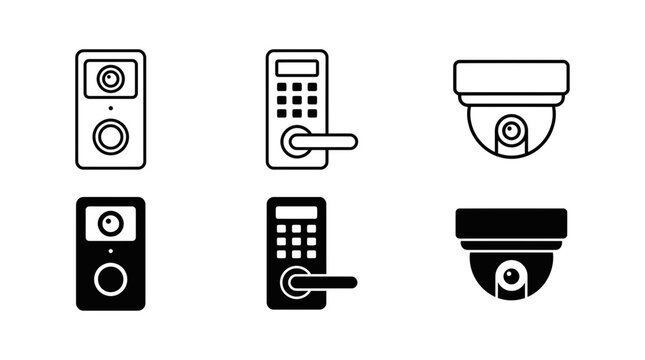 Security and access control home automation system icons with security automation doorbell technology monitoring