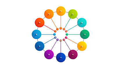 Obraz premium Circular array of vibrant umbrellas radiating from a central hub