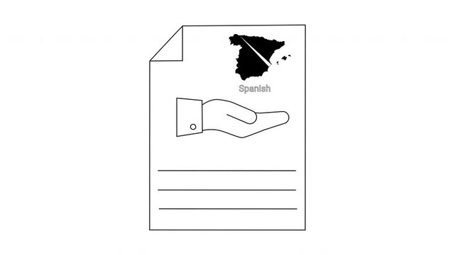 Spanish Document with Hand and Map of Spain Illustration.