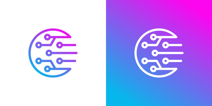 logo design combining circle and technology, design vector icon idea