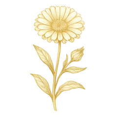 Fototapeta premium PNG Elegant golden flower illustration