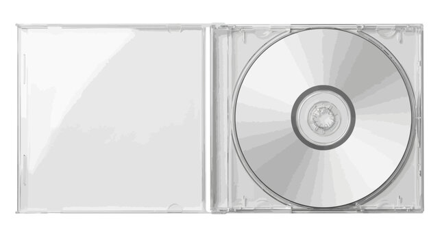 Professional transparent plastic super jewel case packaging mockup with compact disc inside on white background blank media storage box template for digital audio and software distribution