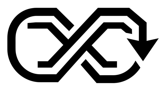 Stylized Infinity Symbol with Downward Arrow