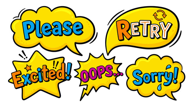 colorful comic speech bubbles with messages