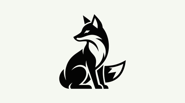 Black Fox Sitting Animal.