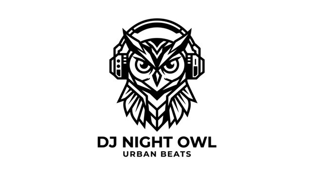 Owl wearing headphones logo.