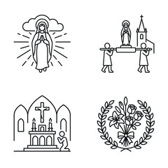 Obraz premium Catholic Religious Icons Set for Church Worship and Christian Devotion