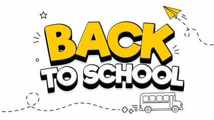 Back to school typography design with school bus and education doodles © Shuvojit11