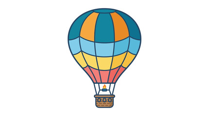 Naklejka premium Colorful Hot Air Balloon Icon Isolated on White Background, Vector Illustration