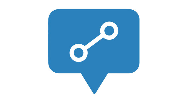 Blue speech bubble with link symbol.