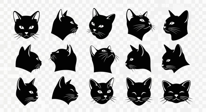 Black Cat Silhouette Heads.