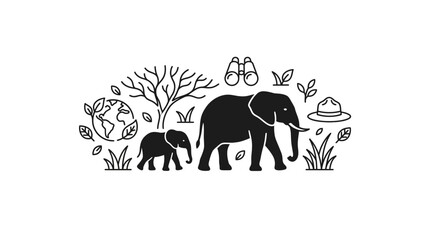 Elephant Family Safari Icons © Arga Pratama